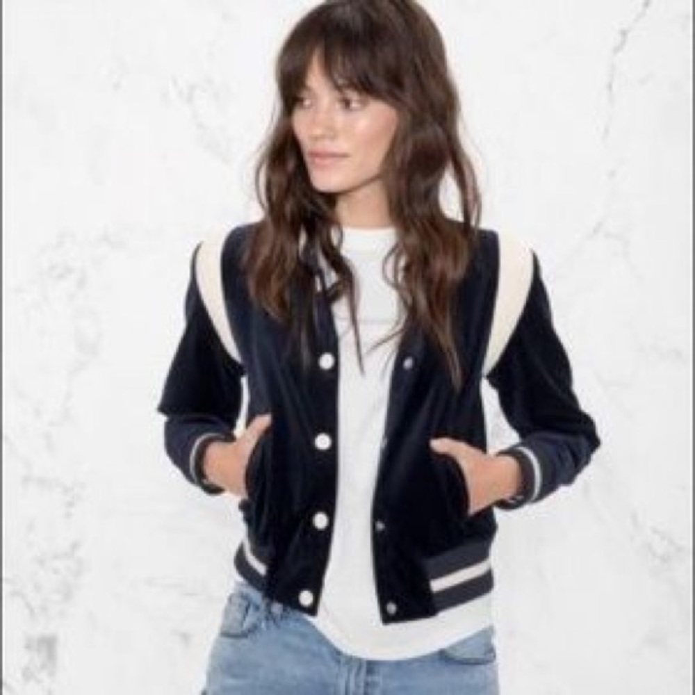 & Other Stories Navy Velvet Bomber